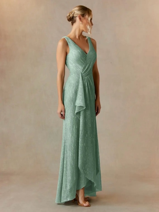 Azazie Dresses & Skirts - Azazie Aquamarine Tucson V-Neck Maxi Dress